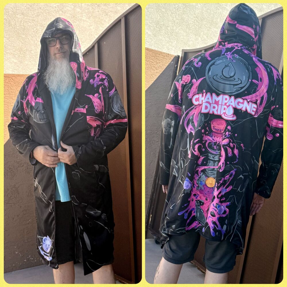 Scummy Bear X Champagne Drip Premium Hooded Cloak Unisex Size 3XL Rave Jacket